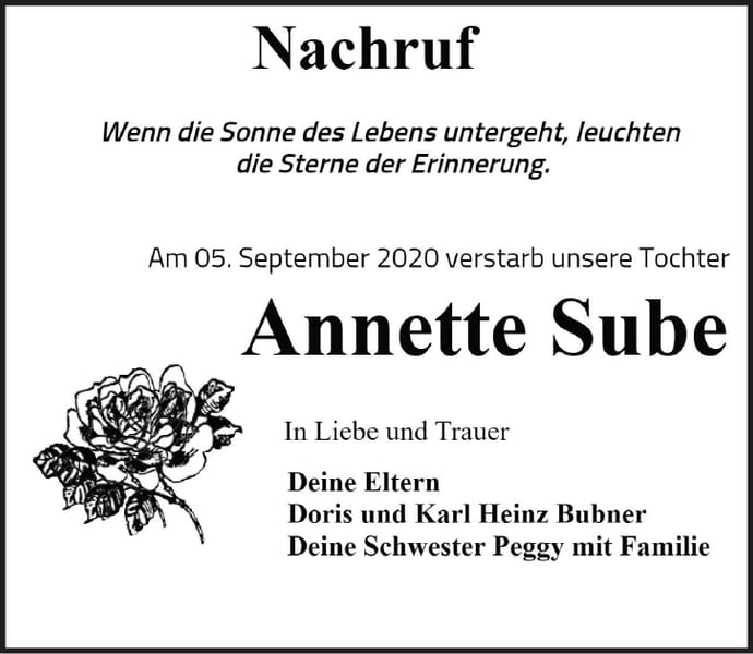 Nachruf Annette Sube
