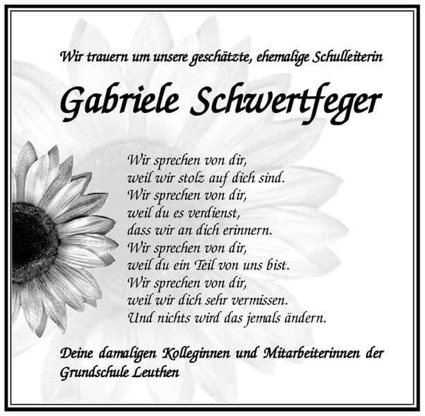Nachruf Gabriele Schwertfeger