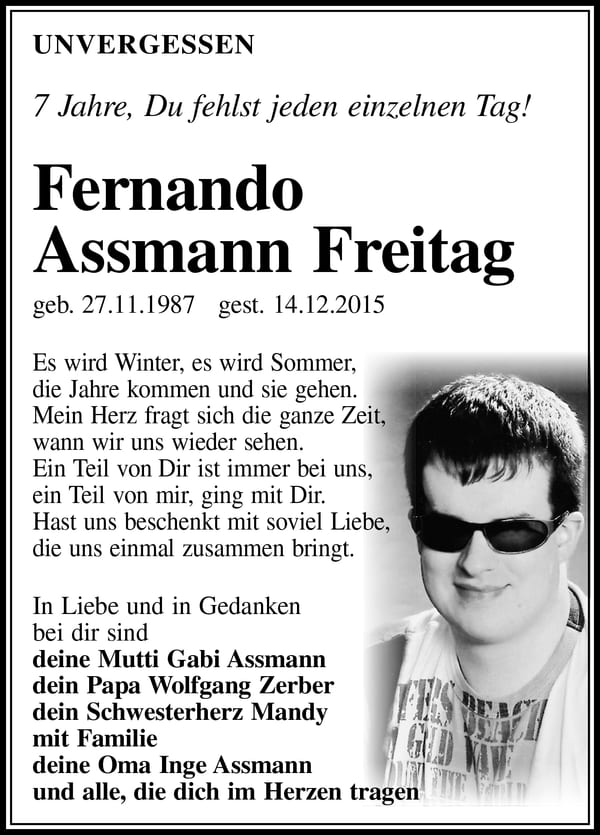 Jahresgedenken Fernando Assmann Freitag