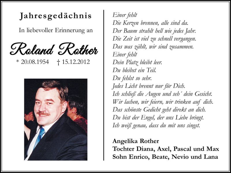 Jahresgedenken Roland Rother