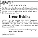 Danksagung Irene Behlka