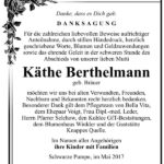 Danksagung Käthe Berthelmann, geb. Bräuer