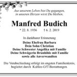 Traueranzeige Manfred Budich