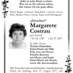 Traueranzeige Margarete „Gretchen“ Costrau, geb. Karraß