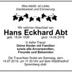 Traueranzeige Hans Eckhard Abt