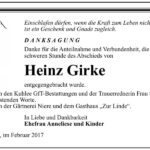 Danksagung Heinz Girke