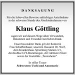 Danksagung Klaus Göttling