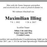 Traueranzeige Maximilian Illing