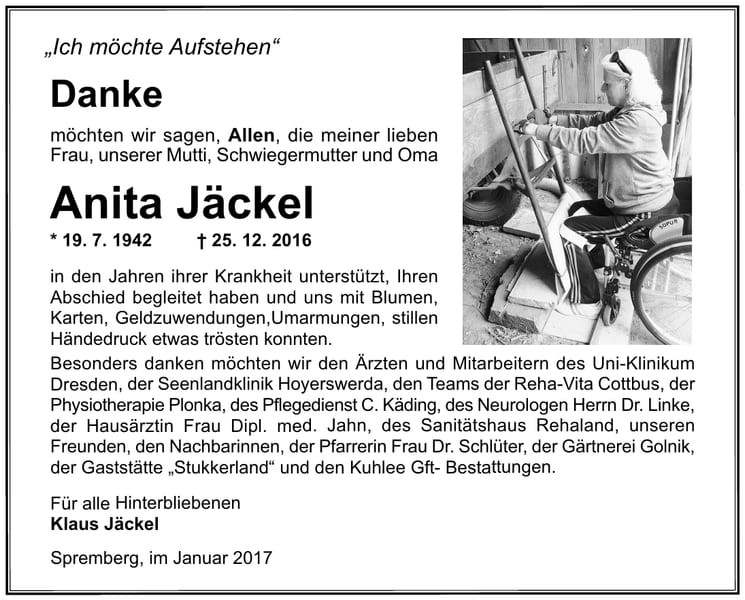 Danksagung Anita Jäckel