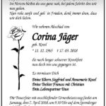 Traueranzeige Corina Jäger geb. Kosel