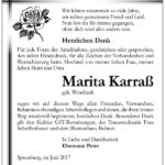 Danksagung Marita Karraß, geb. Woschech