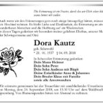 Traueranzeige Dora Kautz, geb. Schewohl