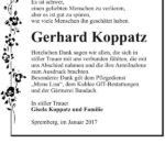 Danksagung Gerhard Koppatz