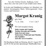 Traueranzeige Margot Kranig, geb. Hoff