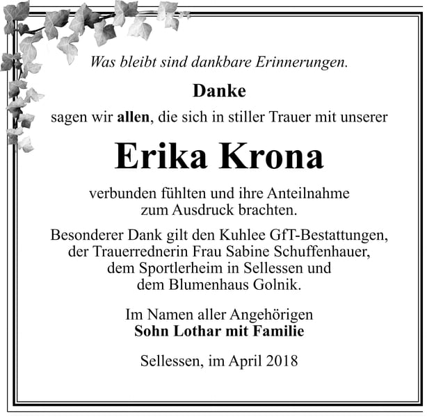 Danksagung Erika Krona
