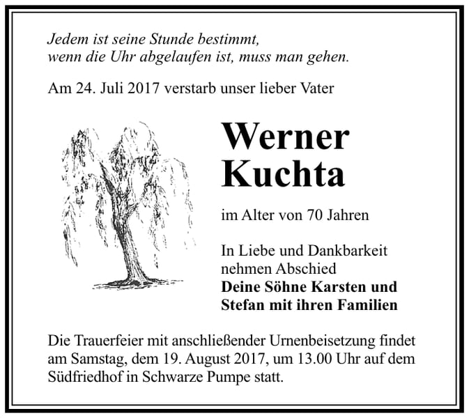 Traueranzeige Werner Kuchta