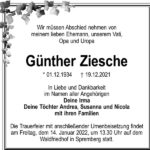 Traueranzeige Günther Ziesche