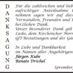 Danksagung Horst Kube