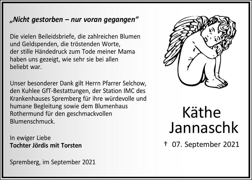 Danksagung Käthe Jannaschk