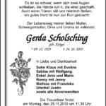 Traueranzeige Gerda Scholsching, geb. Krüger