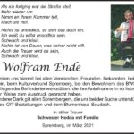 Danksagung Wolfram Ende