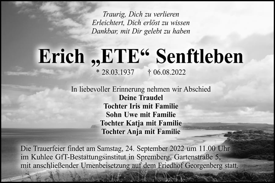 Traueranzeige Erich „ETE“ Senftleben