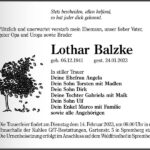 Traueranzeige Lothar Balzke