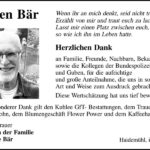 Danksagung Jürgen Bär
