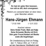 Traueranzeige Hans-Jürgen Ehmann