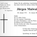 Traueranzeige Jürgen Maiwald