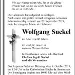 Traueranzeige Wolfgang Suckel
