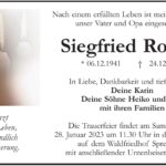 Traueranzeige Siegfried Rosner
