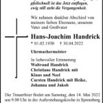 Traueranzeige Hans-Joachim Handrick