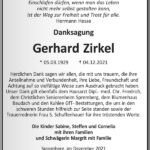 Danksagung Gerhard Zirkel
