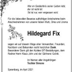 Danksagung Hildegard Fix