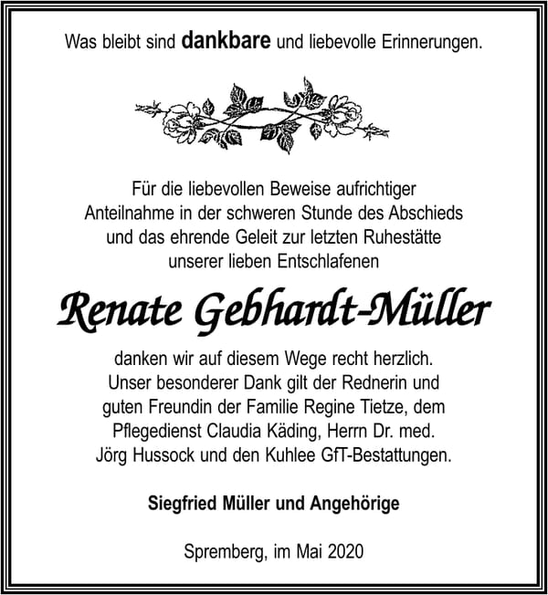 Danksagung Renate Gebhardt-Müller