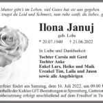 Traueranzeige Ilona Januj, geb. Lohs