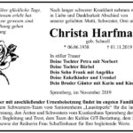 Traueranzeige Christa Harfmann, geb. Schnell