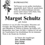 Danksagung Margot Schultz, geb. Katzan