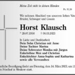 Traueranzeige Horst Klausch