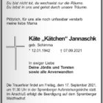 Traueranzeige Käte „Kätchen“ Jannaschk, geb. Schimma
