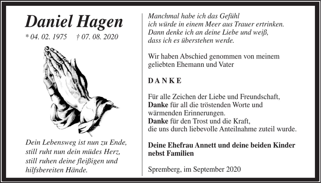 Danksagung Daniel Hagen