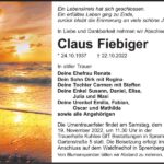 Traueranzeige Claus Fiebiger