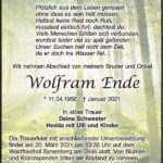 Traueranzeige Wolfram Ende