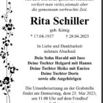 Traueranzeige Rita Schiller, geb. König