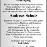 Danksagung Andreas Schulz