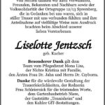 Danksagung Liselotte Jentzsch, geb. Kucher