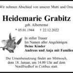 Traueranzeige Heidemarie Grabitz, geb. Alberternst