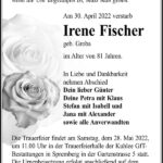 Traueranzeige Irene Fischer, geb. Groba