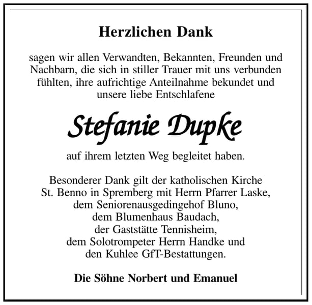 Danksagung Stefanie Dupke